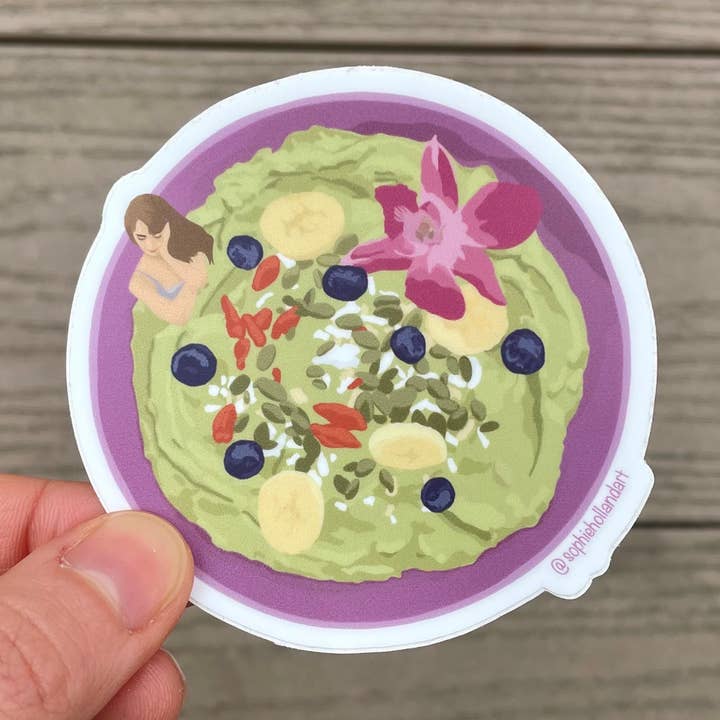 Smoothie Bowl Girl Sticker for wholesale by Sophie Holland Art