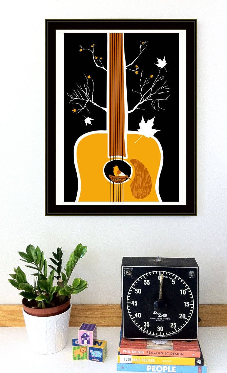 strawberryluna - Wholesale Art Print - Songbird Screenprint - Guitar Bird Art Print2