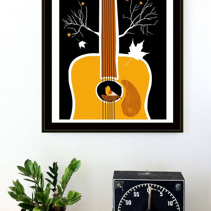 strawberryluna - Wholesale Art Print - Songbird Screenprint - Guitar Bird Art Print2