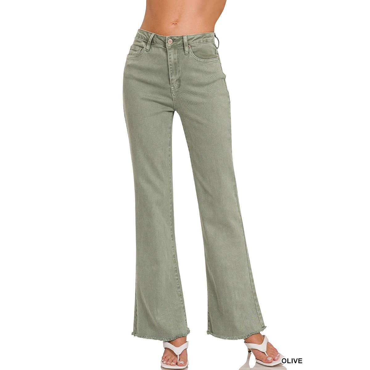 Apolline - Wholesale Jeans - Women's - ACID WASHED FRAYED CUTOFF HEM STRAIGHT WIDE PANTS10