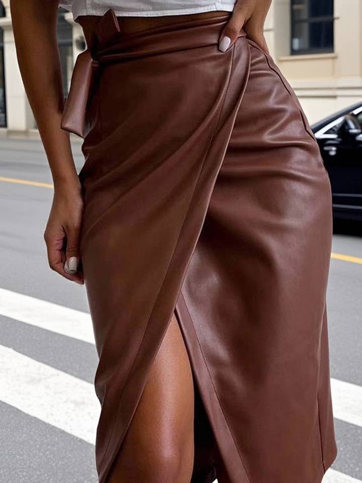 CWBMS00496_HOT GIRL STYLE STRAPPY HIP-WRAPPED LEATHER SKIRT and other Purchase Wholesale midi skirt. Free Returns & Net 60 Terms on Faire trending on Faire.