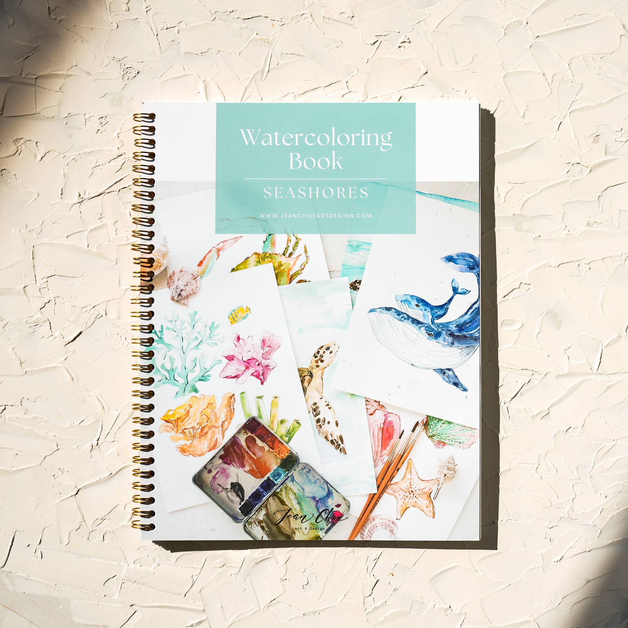 Jean Choe Art & Design - Wholesale Sketchbook/Sketchpad - Watercolor Workbook: Seashores & Ocean Outlined Designs