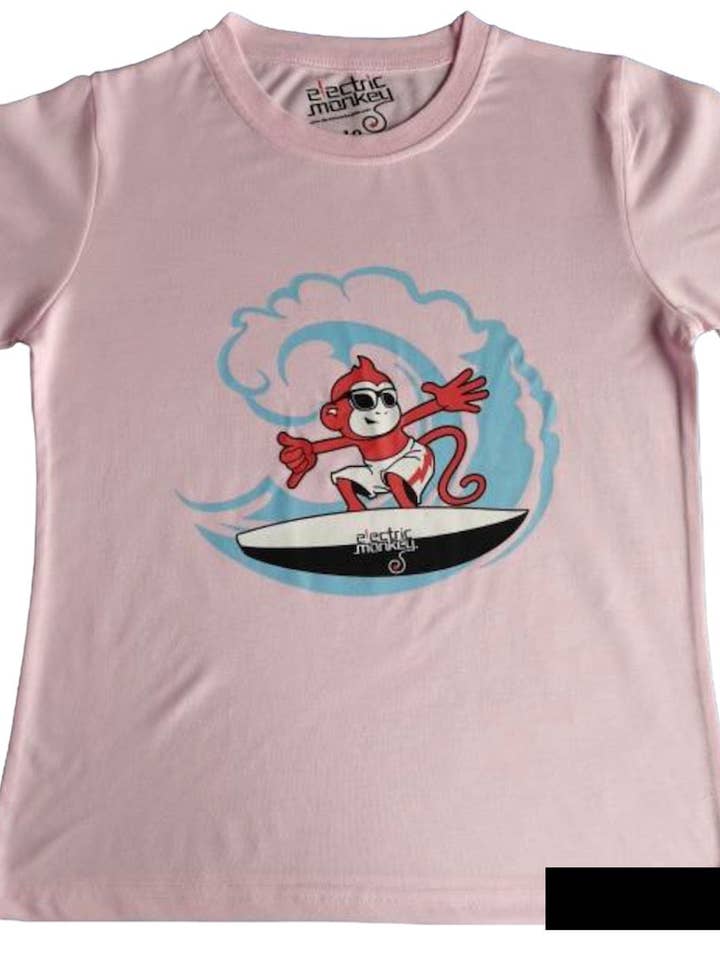 Tee-shirt enfant Surfing Electric Monkey Soft - Rose pour la vente par Electric Monkey Kids