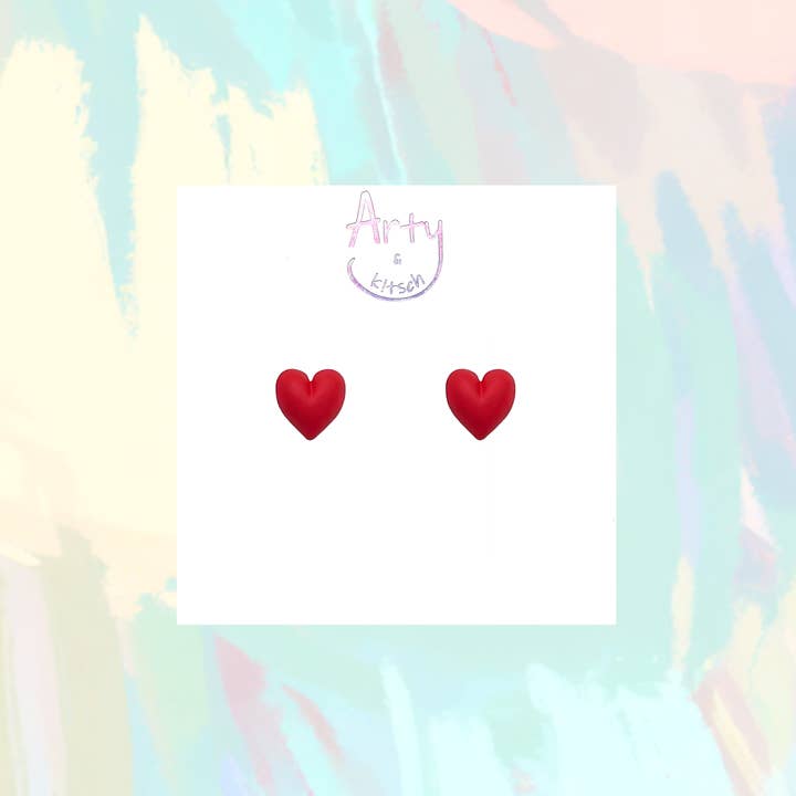 Artynkitsch - Wholesale Stud/Post Earrings - Petit Matte-Finish Heart Studs1