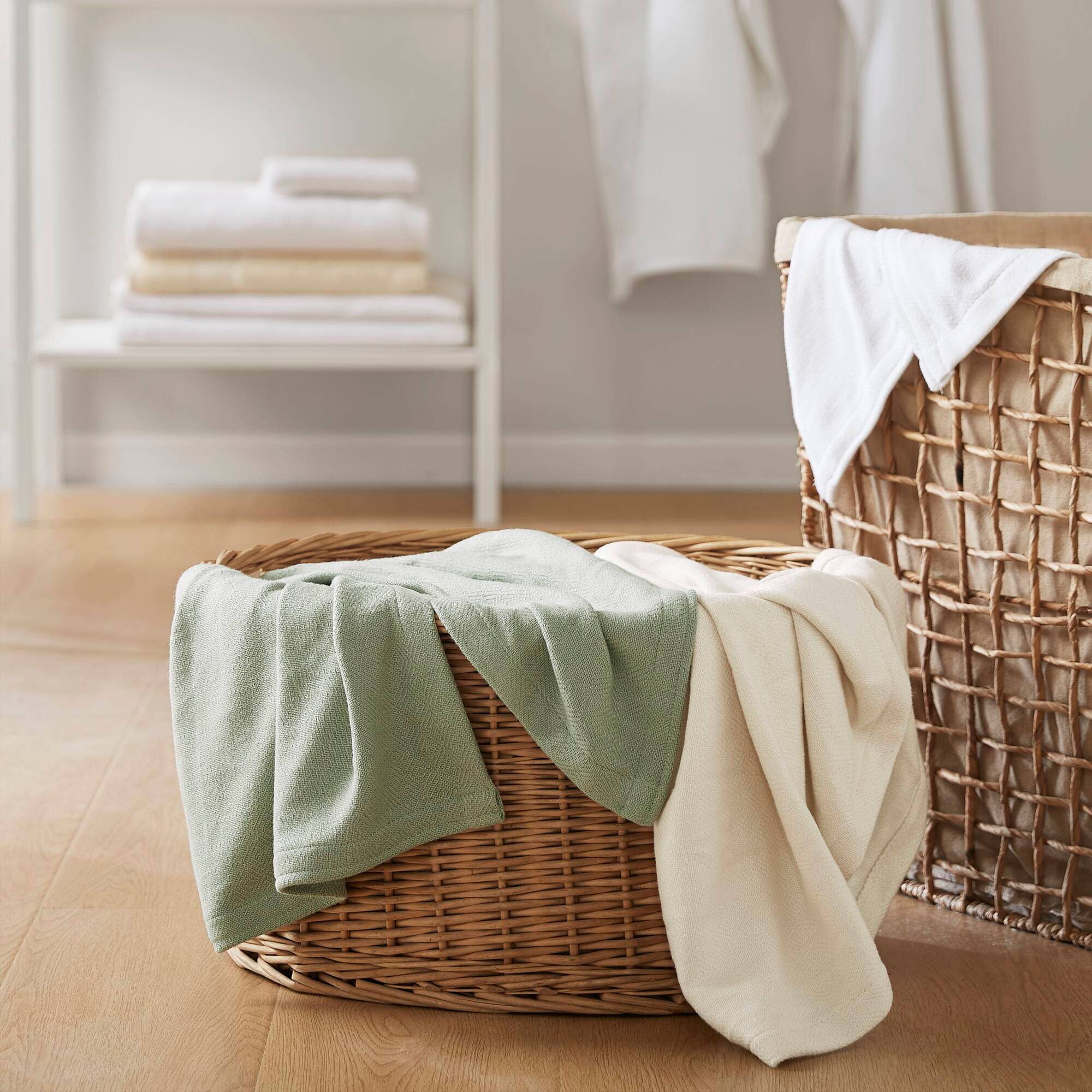 Olliix - Wholesale Bedding Blanket - Diamond Jacquard Soft Bamboo Cotton Blanket, Sage Green6