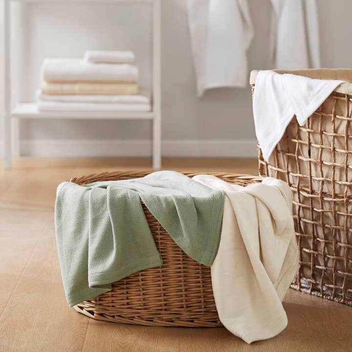 Olliix - Wholesale Bedding Blanket - Diamond Jacquard Soft Bamboo Cotton Blanket, Sage Green6