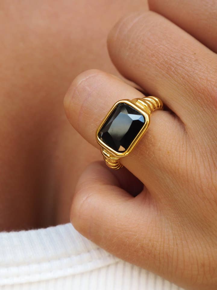 Audrey Ring | Black for wholesale by JacqMaria Jewelry