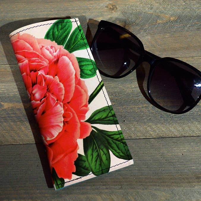 Red Flower - Printed Leather Eyeglasses Case for wholesale by backerton