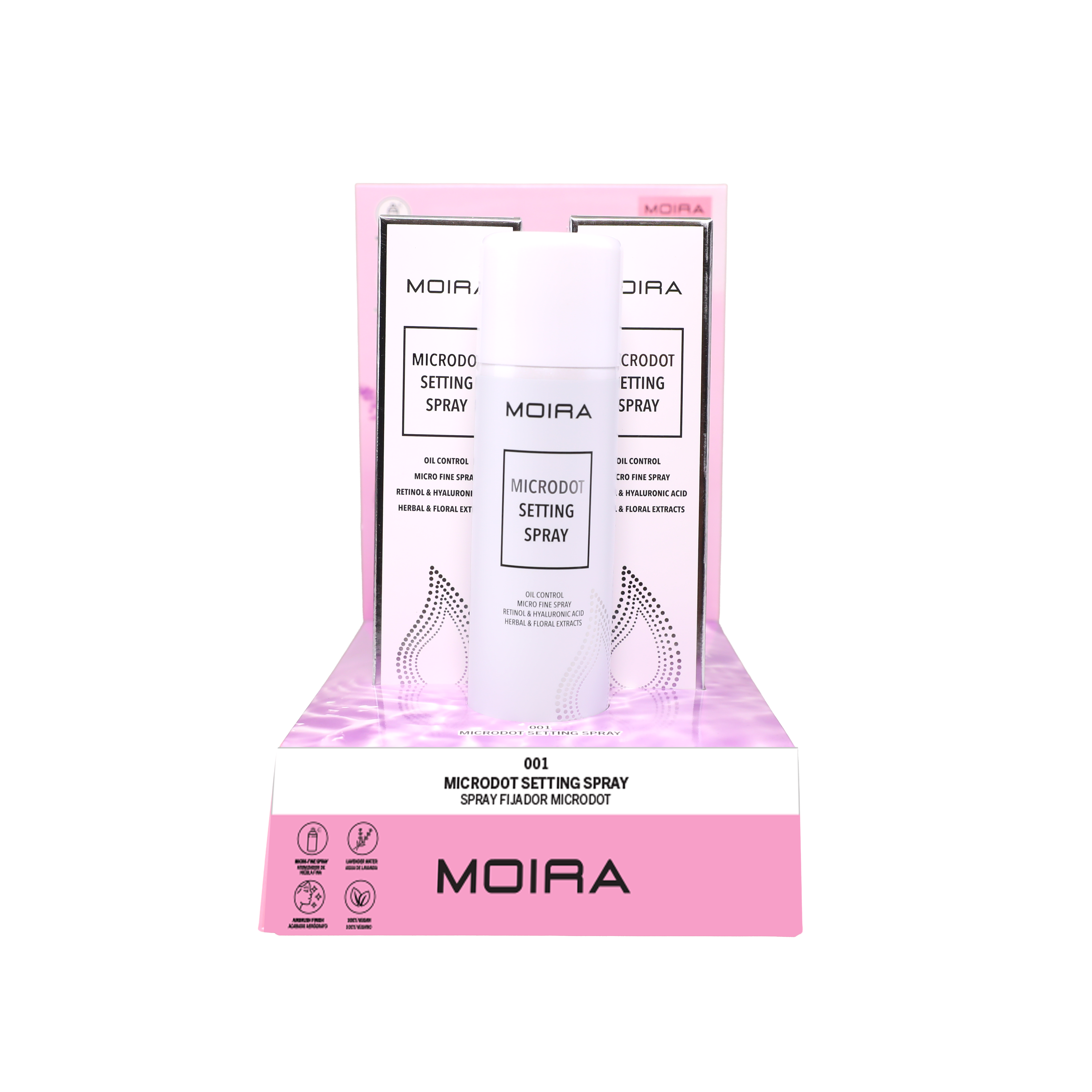Moira Cosmetics – Großhandel Fixing-Spray/-Puder – Moira Makeup Display Microdot Fixierspray0