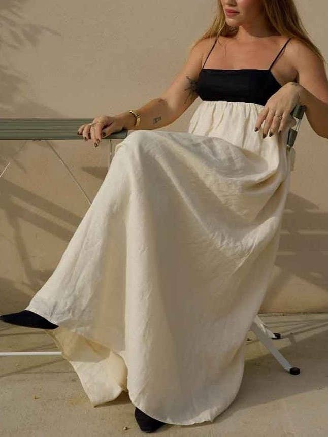 Beige Cotton Minimalism Spaghetti straps maxi dress for wholesale on Faire18