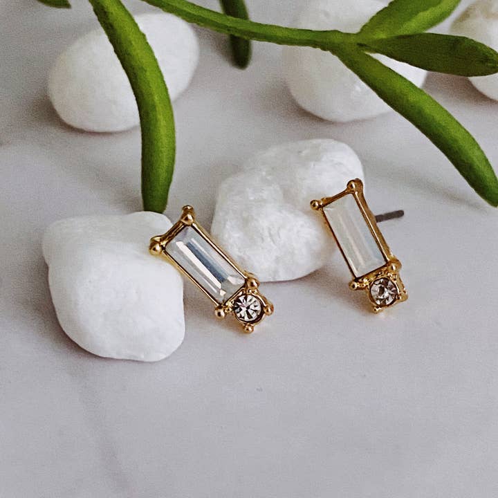 Ellison+Young - Wholesale Stud/post earrings - Baguette Cut Stone Stud Earrings