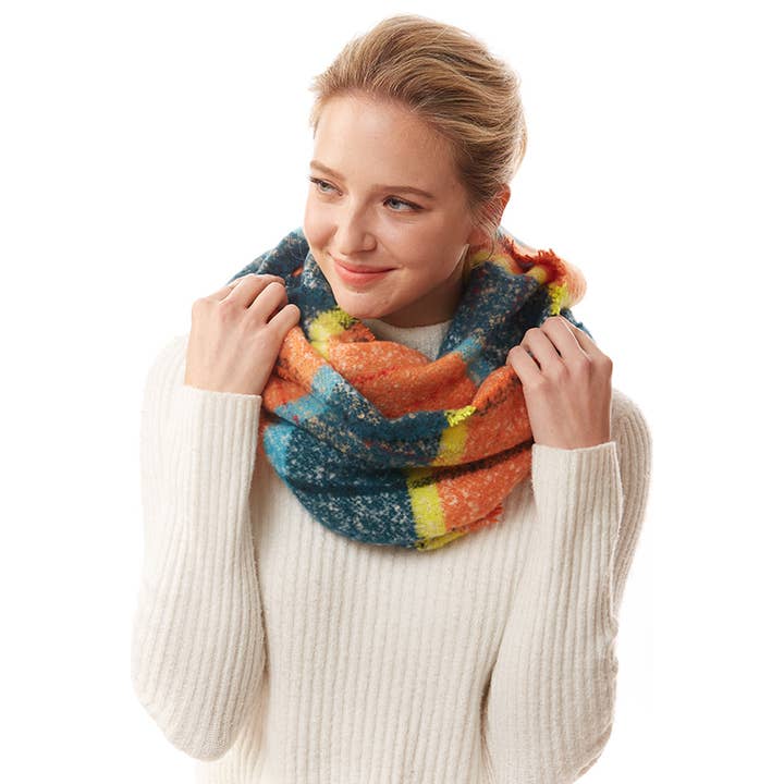Hana - Wholesale Scarf - Women's - Colorful Plaid Infinity Scarf9