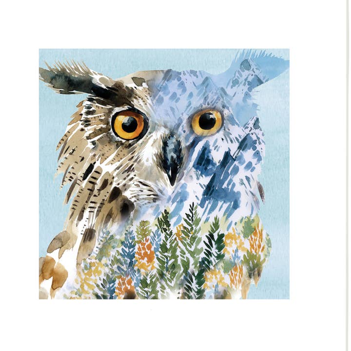 Owl Print - Smaller Image - Larger Border at 5cm for wholesale by Twizler Ltd