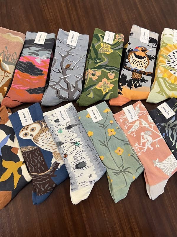 Colorful oil painting style bird insect flower print socks and other Purchase Wholesale hotsox. Free Returns & Net 60 Terms on Faire trending on Faire.