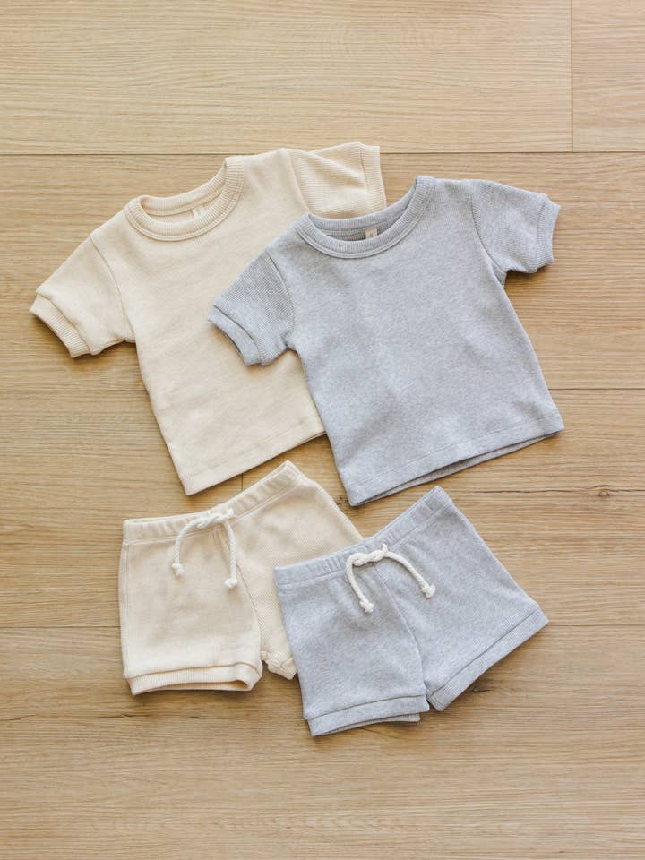 Quincy Mae - Wholesale Top & Short Set - Baby - Ribbed Shortie Set Dusty Blue6