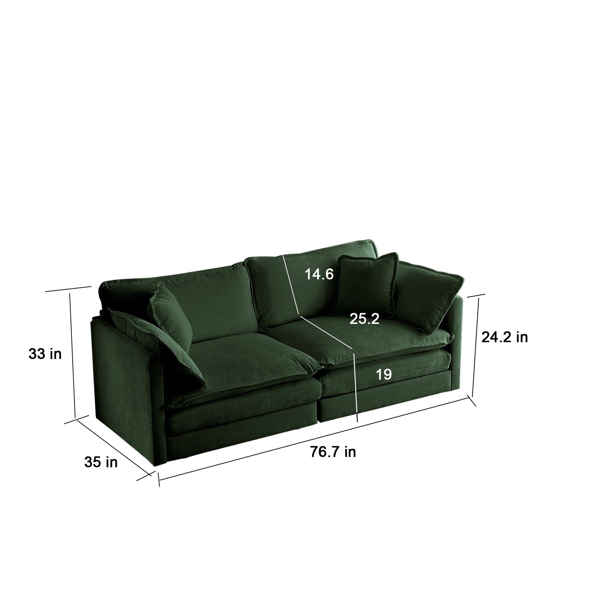 HOMYCASA DESIGN INC - Wholesale Sofa - Modern Fabric Loveseat Sofa with 4 Pillows, Green Chenille5