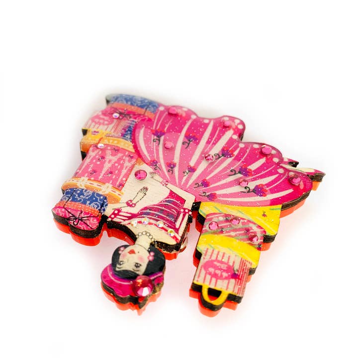 Rosie Rose Parker - Wholesale Brooch - Paris shopping brooch quirky gifts unusual pins uk jewellery