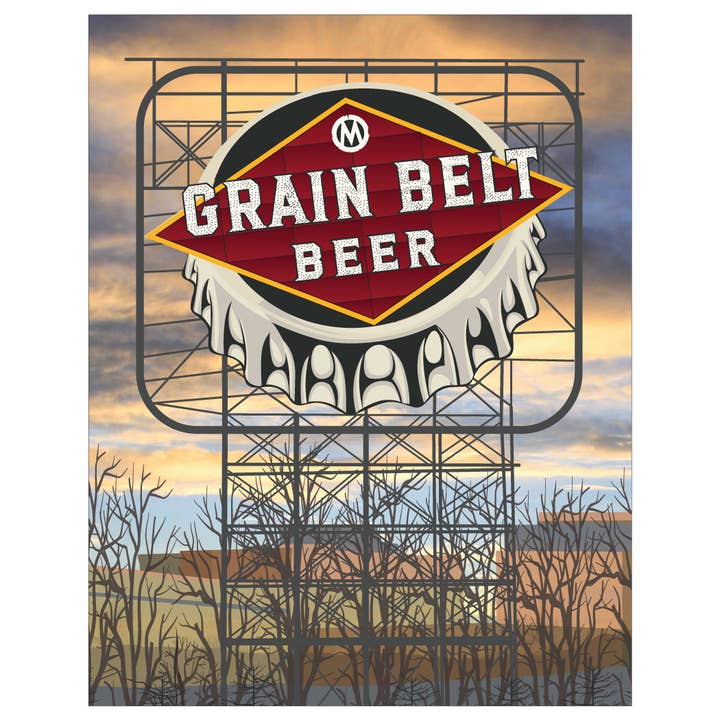 Fridgedoor - Wholesale Everyday Greeting Card - 5" x 7 Minneapolis' Grain Belt Beer Sign Greeting Card