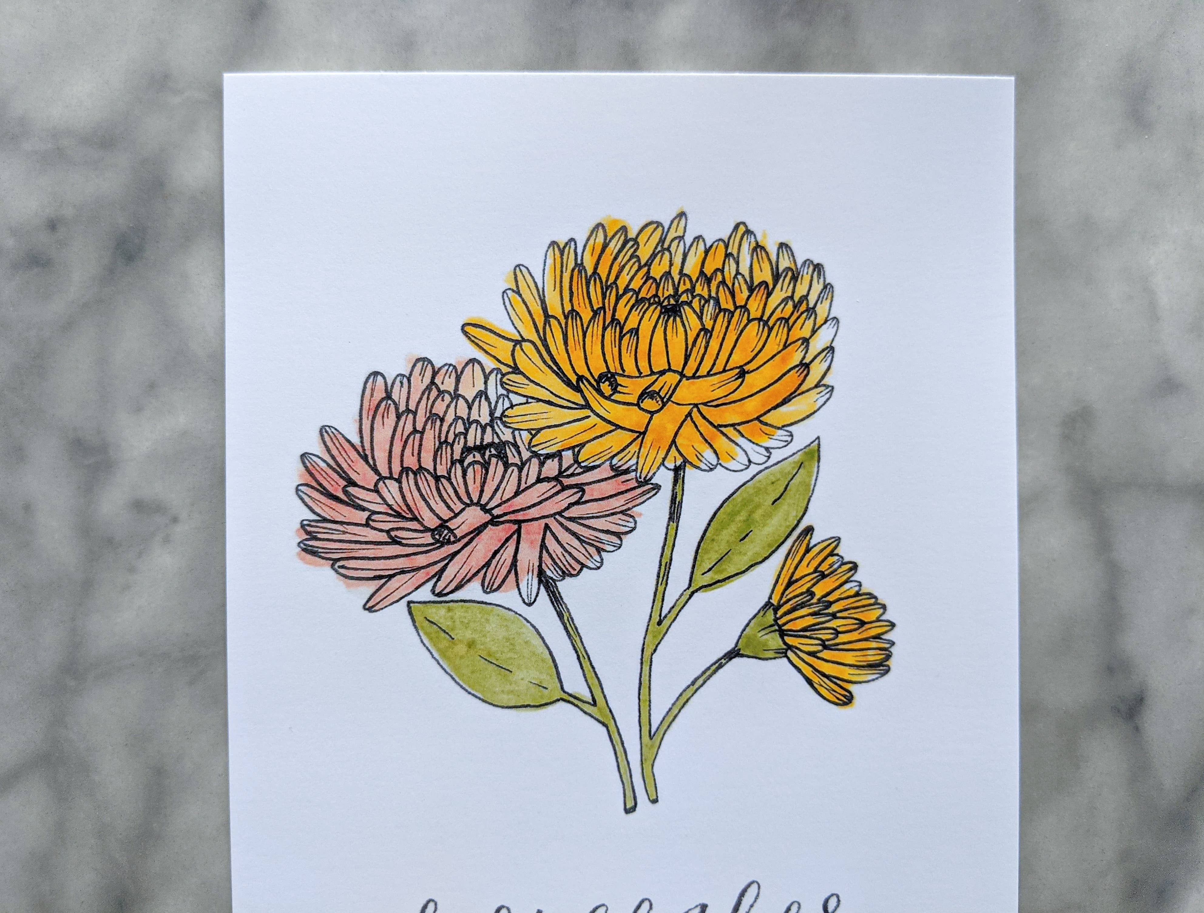 Kallos Ink - Wholesale Art Print - Birth Month Flower Print: November, the Chrysanthemum7