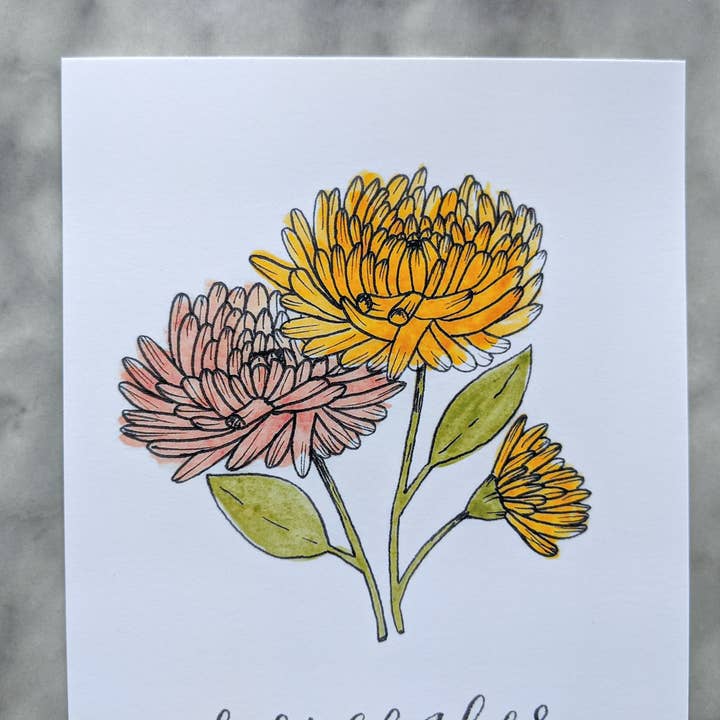 Kallos Ink – wholesale Art print – Birth Month Flower Print: November, the Chrysanthemum7
