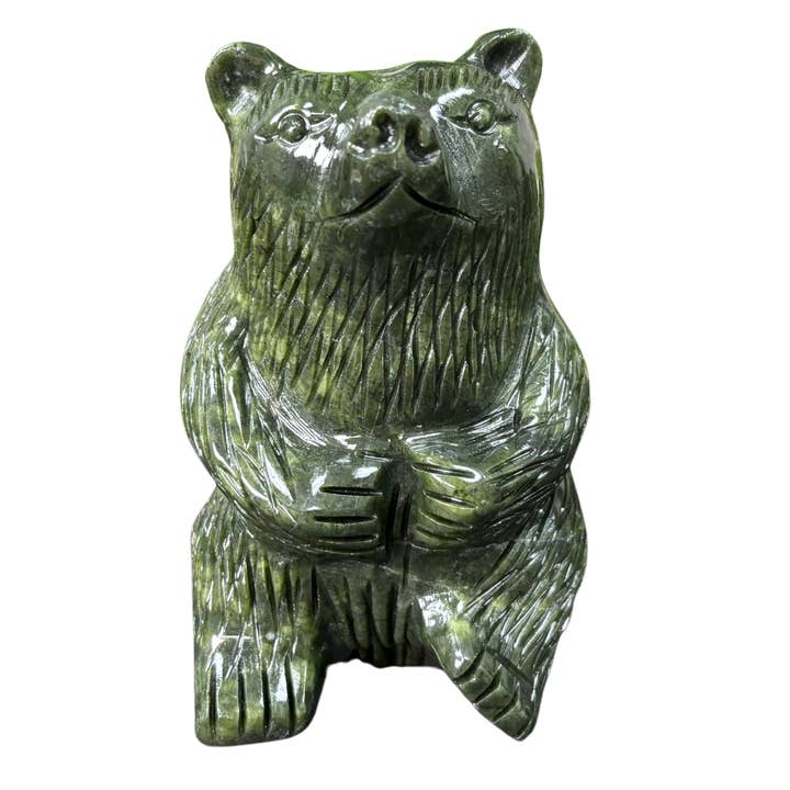 Figura de oso de jade nefrita - RAN498 para venta al por mayor de Gem Avenue Wholesale