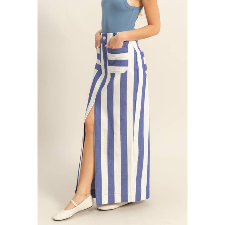 HYFVE - Wholesale Skirt - Women's - DZ25A701-Striped Pocket Detail Maxi Skirt