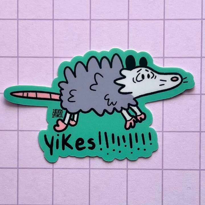 Panicked Possum Vinyl Sticker for wholesale by 2Birds1Pencil Illustrations