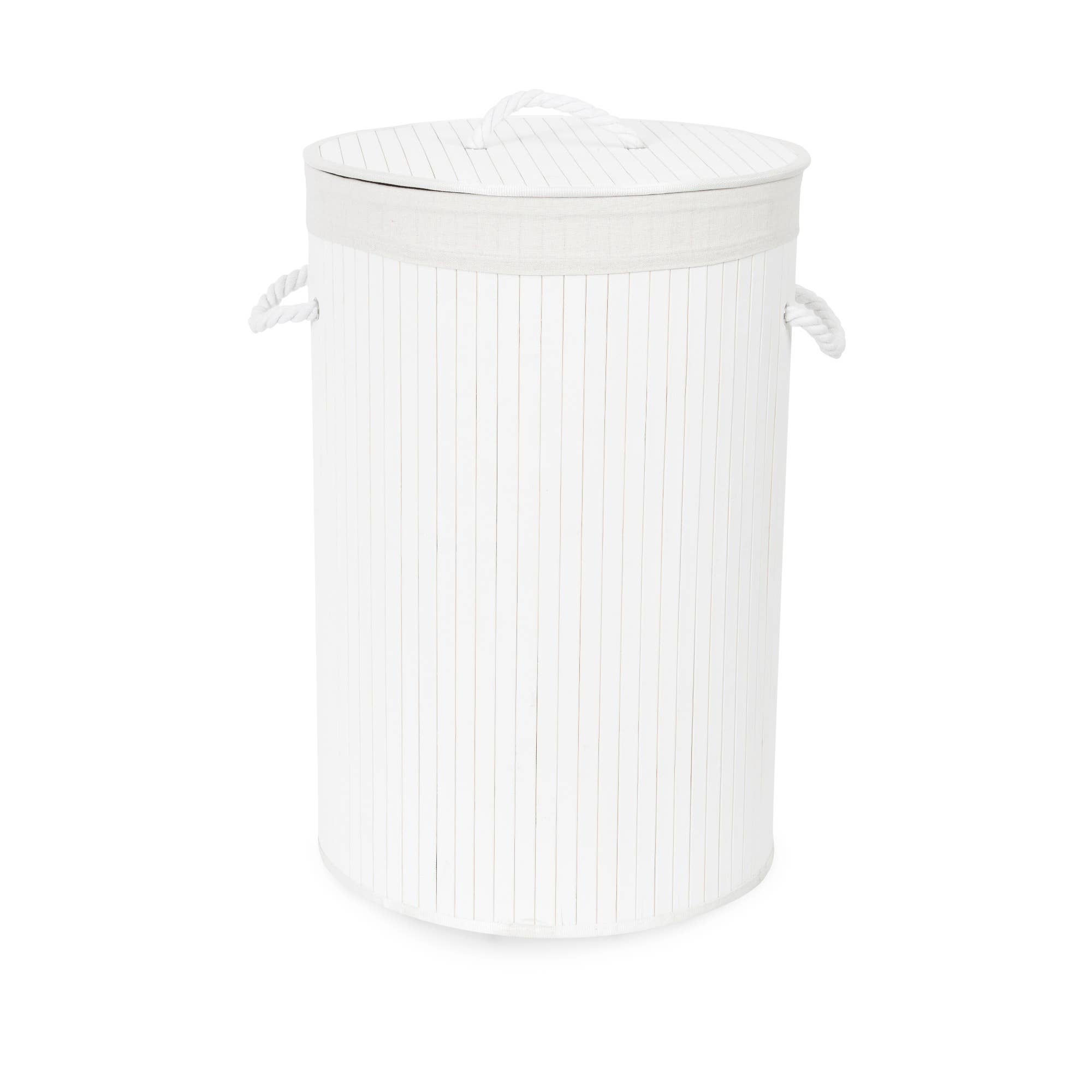 Compactor - Vendita all'ingrosso Cesti della biancheria - Cesto della biancheria in bambù bianco, diametro 40 cm, altezza 60 cm, modello RAN91071