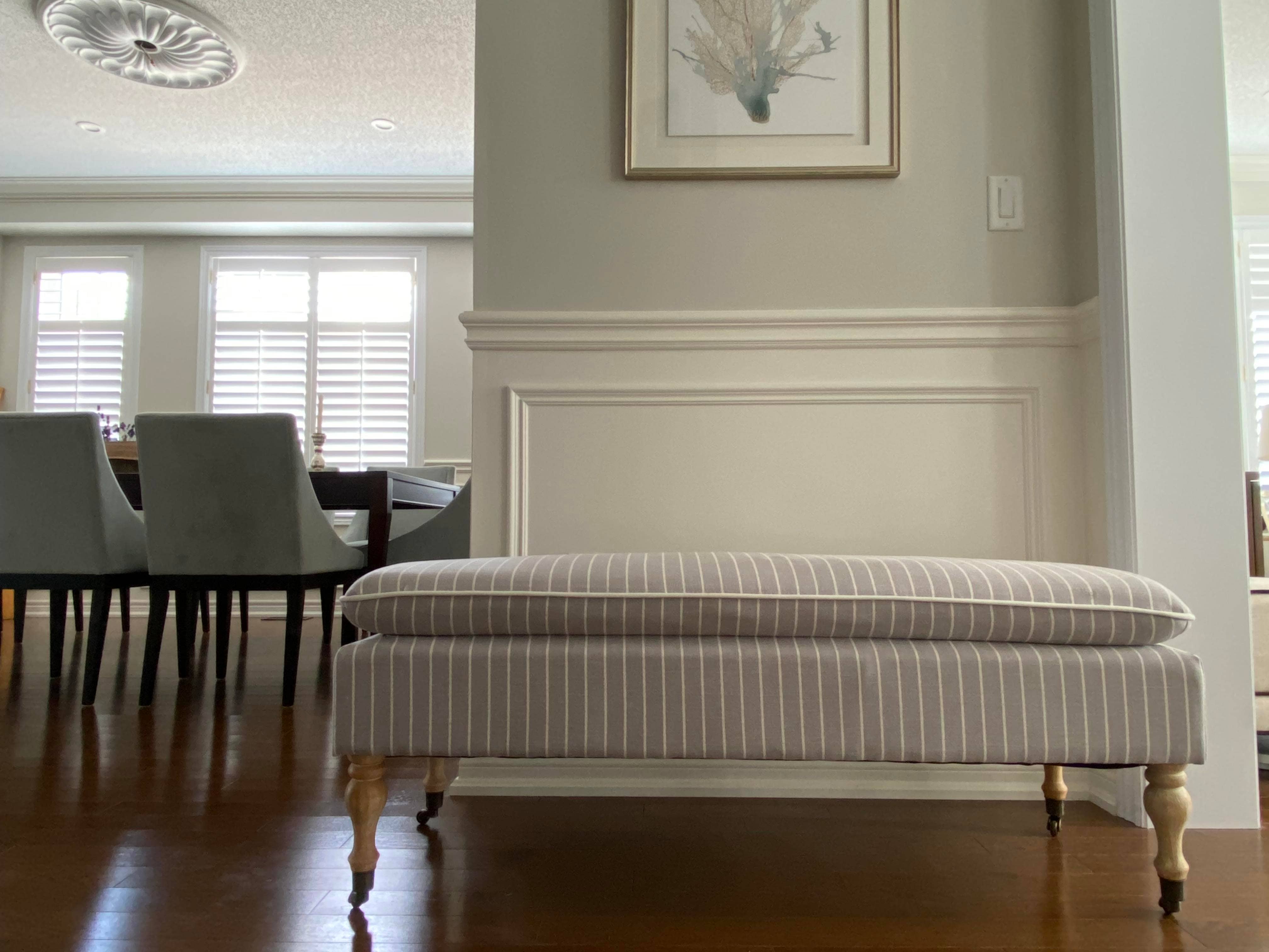 Seat4uhome - Wholesale Bench - Linen Ticking Upholstered Pillowtop 48" Rossini Bench-Gray1