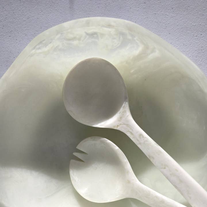 Wavy Resin Salad Serving Bowl - Matching Server - 6 Colors for wholesale by Gibb & Daan