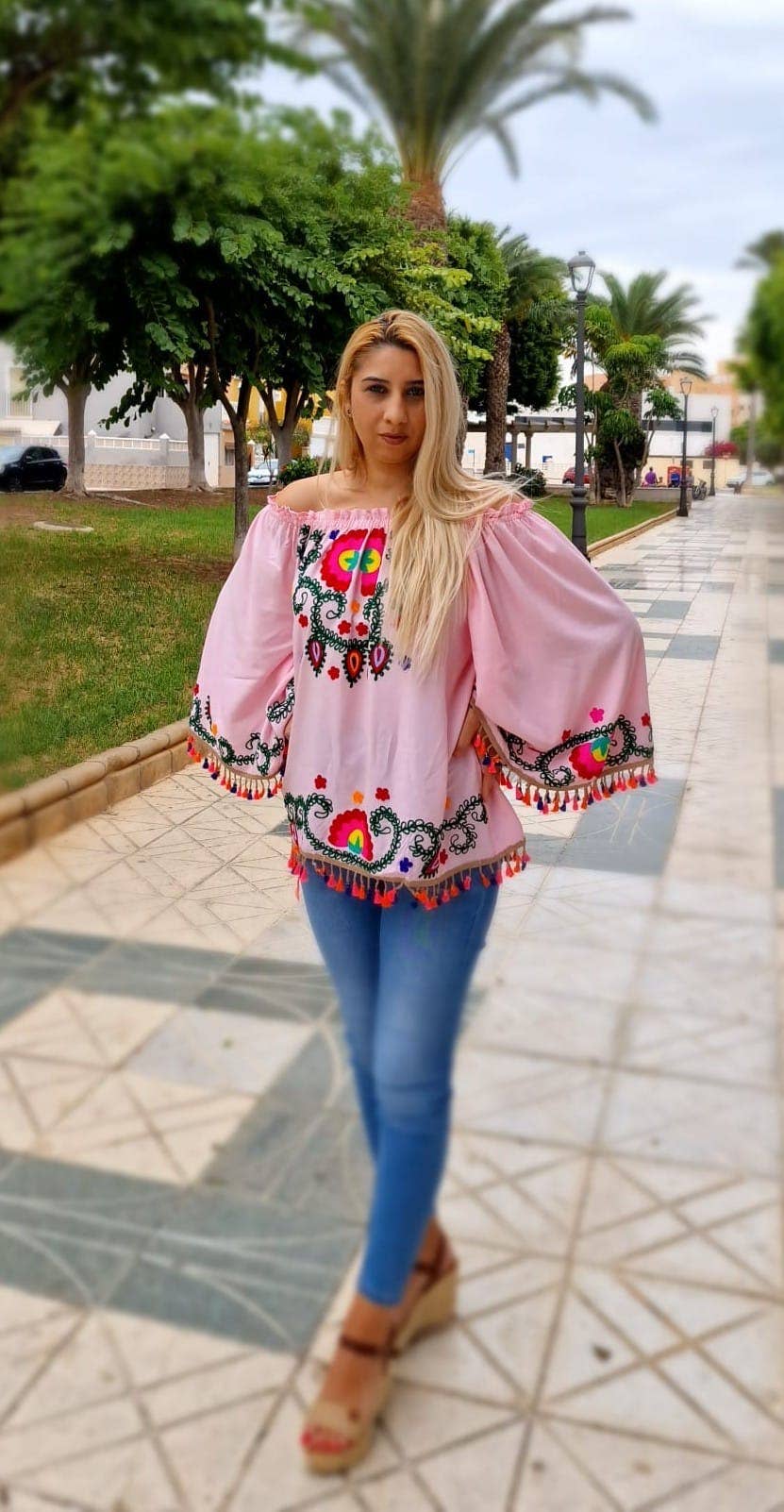 TABITHA - Wholesale Blouse - Women's - Mexican Embroidered Blouse2