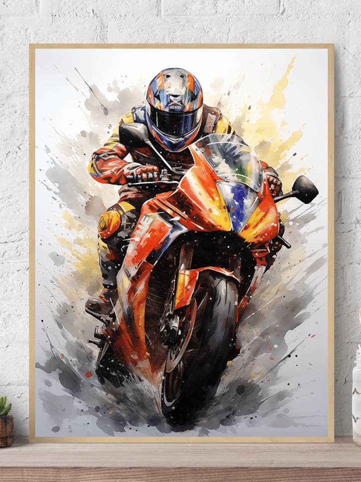 Spännande motorcykellopp Canvas Väggkonsttryck för wholesale av Arttique - Artistry Canvas Prints
