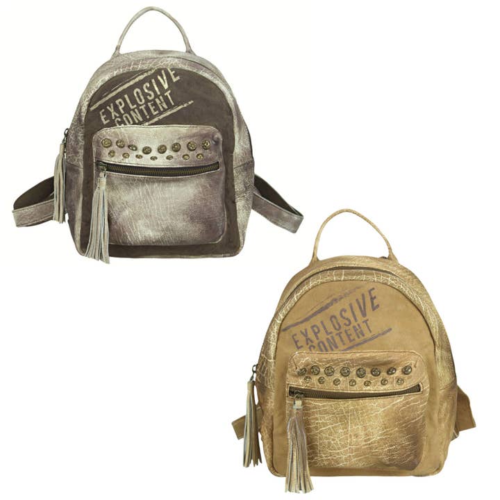 Mochila Sunsa vintage de cuero y lona estilo retro para venta al por mayor de Sunsa