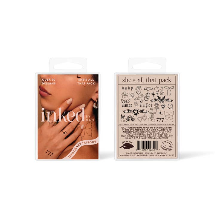 INKED by Dani - Wholesale Temporary Tattoo - She's All That Temporary Tattoo Pack