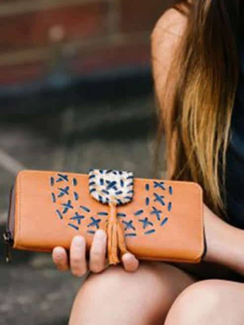 Handcrafted Boho Cowhide Wallet - Ottawa Boho (L69985E) for wholesale by The Design Edge