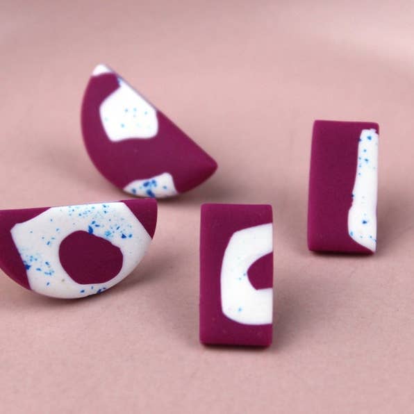 Playground Oorknopjes - Magenta voor wholesale door Bb Design House