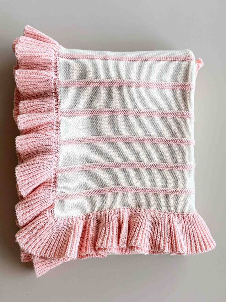 PRE-ORDER Raised Stripe Frill Blanket | Sweetpea for wholesale by FRECKLES the label