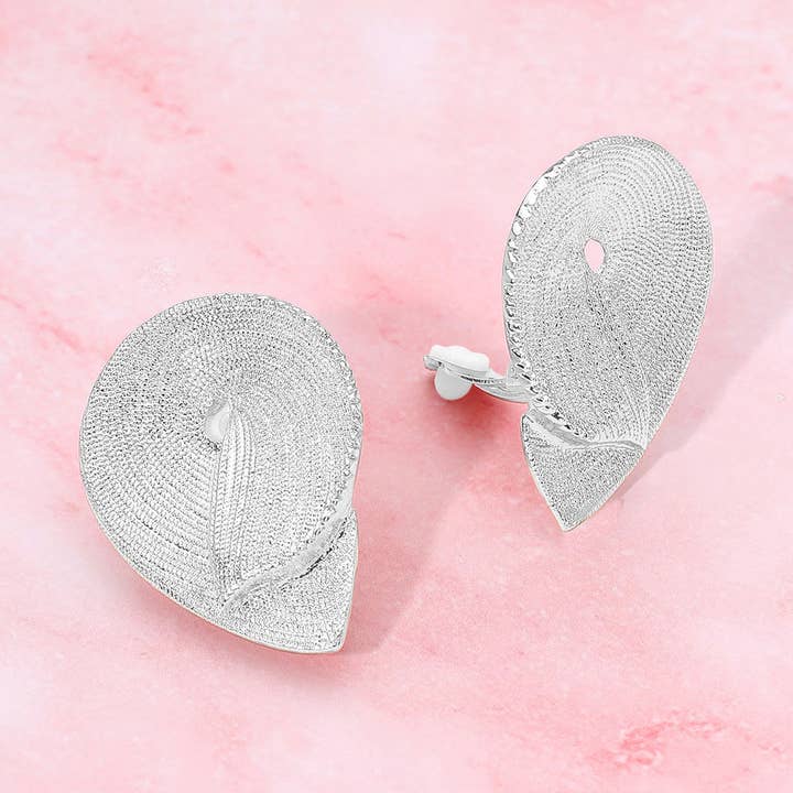 Sensibling Corp. - Wholesale Clip-On Earrings - Textured Metal Sculpted Swirl Clip On Earrings2