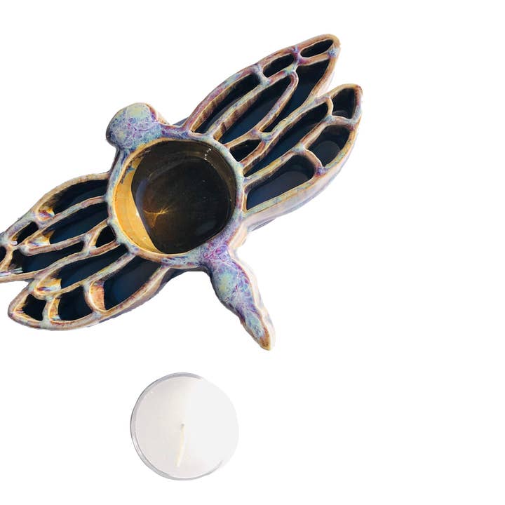 Bay Pottery - Wholesale Candle Holder - Dragonfly Tealight Holder - Stoneware Pottery3