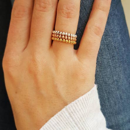 Kleines Glück – Großhandel Band/Stapelring – Kugelring Flexring mini 925 Silber vergoldet