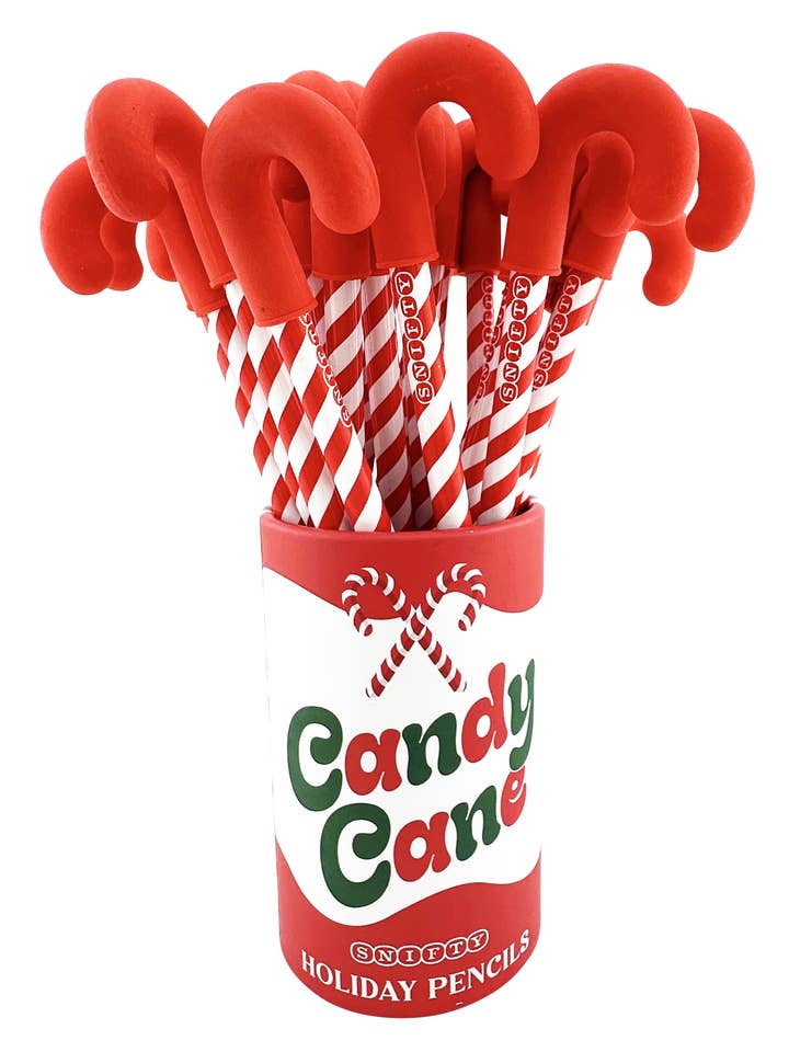 CANDY CANE HOLIDAY PENCILS DISPLAY OF 24 for wholesale by SNIFTY
