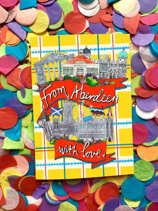 Mit Liebe aus Aberdeen! Grußkarte für den Großhandel von Claire Barclay Draws