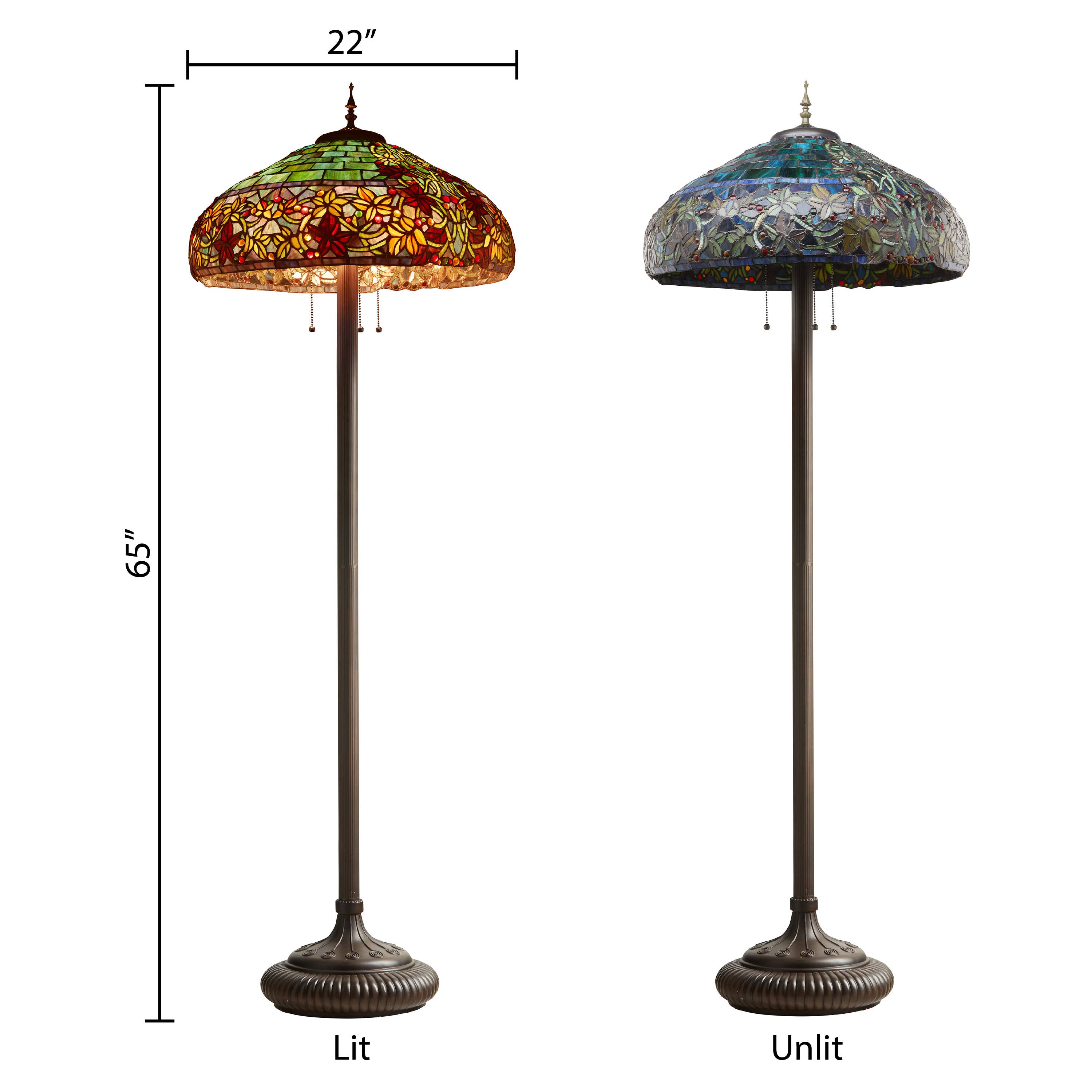 River of Goods - Wholesale Floor Lamp - 65"H Hampstead Green Tiffany Style Stained Glass Floor Lamp2