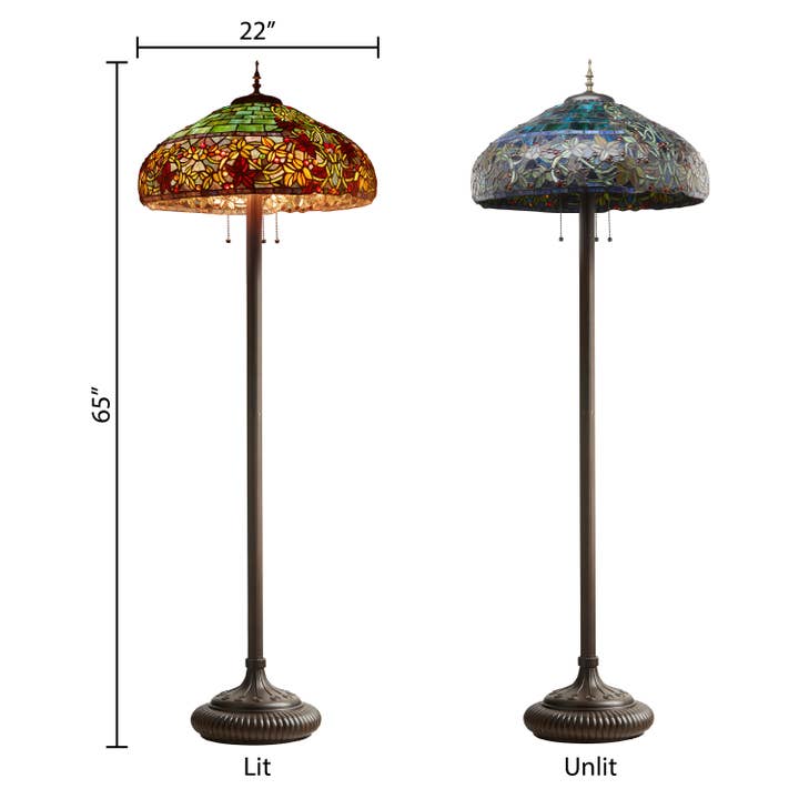 River of Goods - Wholesale Floor Lamp - 65"H Hampstead Green Tiffany Style Stained Glass Floor Lamp2
