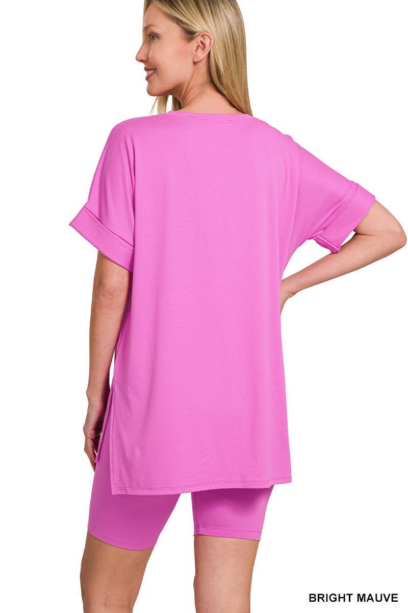 Vanilla Monkey - Wholesale Loungeset - Dames - Geborstelde Dty Microvezel R-hals Top Biker Shorts14