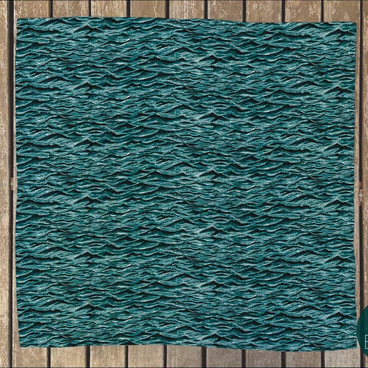 Ocean Waves Hand Painted Silk or Satin Square Scarf/Bandana for wholesale by Evolation Creative