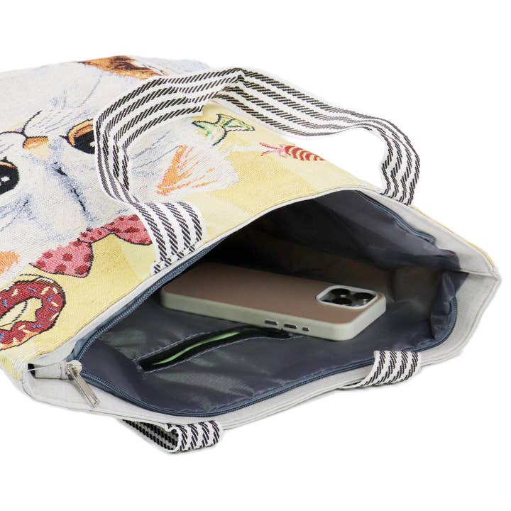 Cap Zone - Vendita all'ingrosso Borsa tote - Donna - Borsa a tracolla in tela con arazzo scintillante Sweet Kitty Cat5