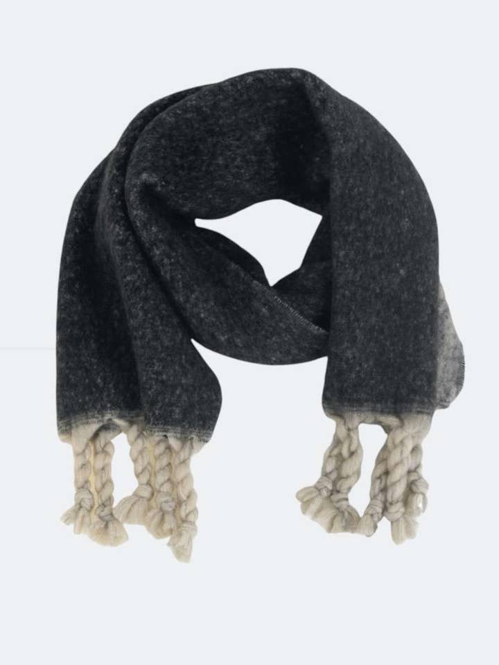 BLACK WOOL BLEND SCARF for wholesale by Kbas