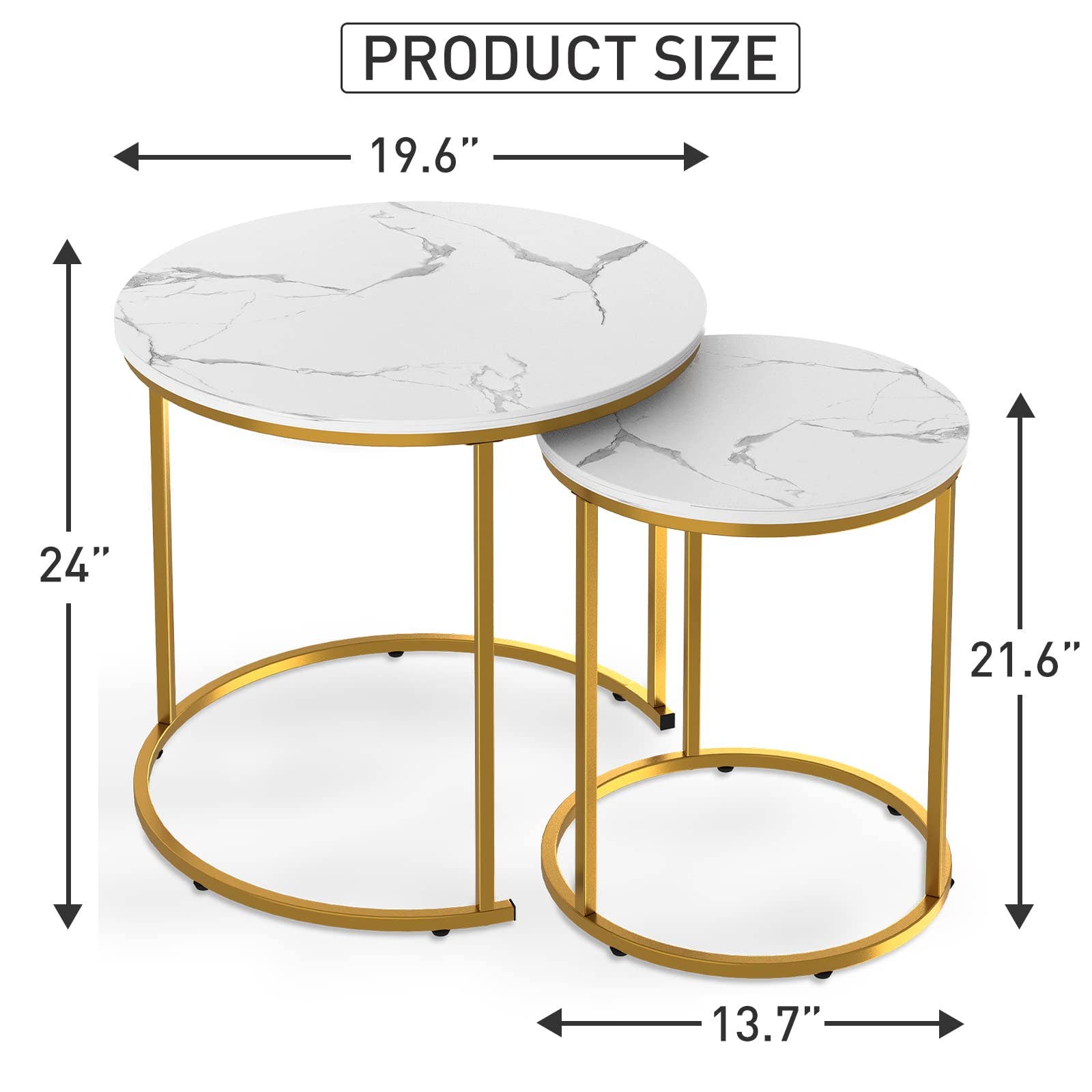 Three Star IM/EX Inc. - Vente Tables d'appoint - PAIRE DE TABLES NICHÉES STYLE MARBRE & OR, 24X20 & 20X144