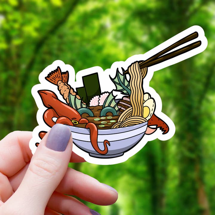 Sea Monster Bowl Of Ramen Sticker - 3 for wholesale by Mimic Gaming Co